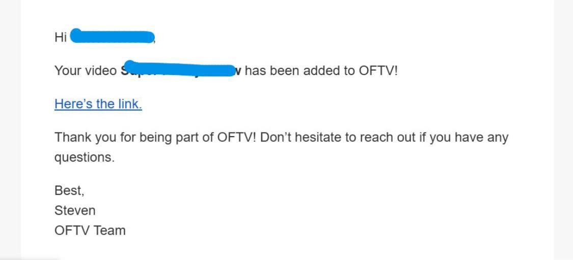 Getting on OF TV on the first try